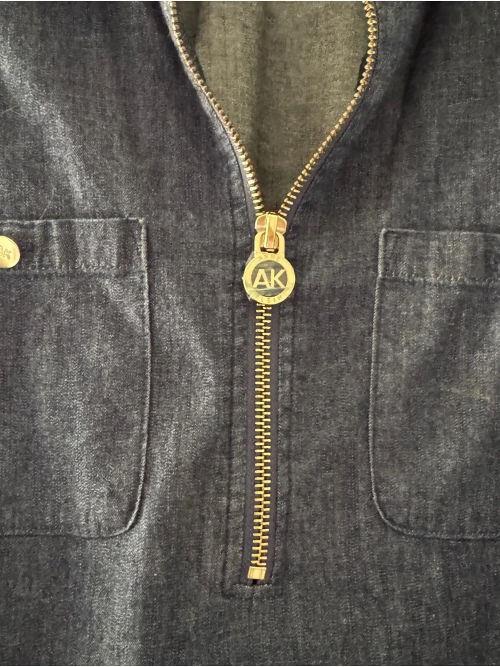 Anne Klein Dark Blue Denim Zip-Front Mini Dress - Picture 2 of 3